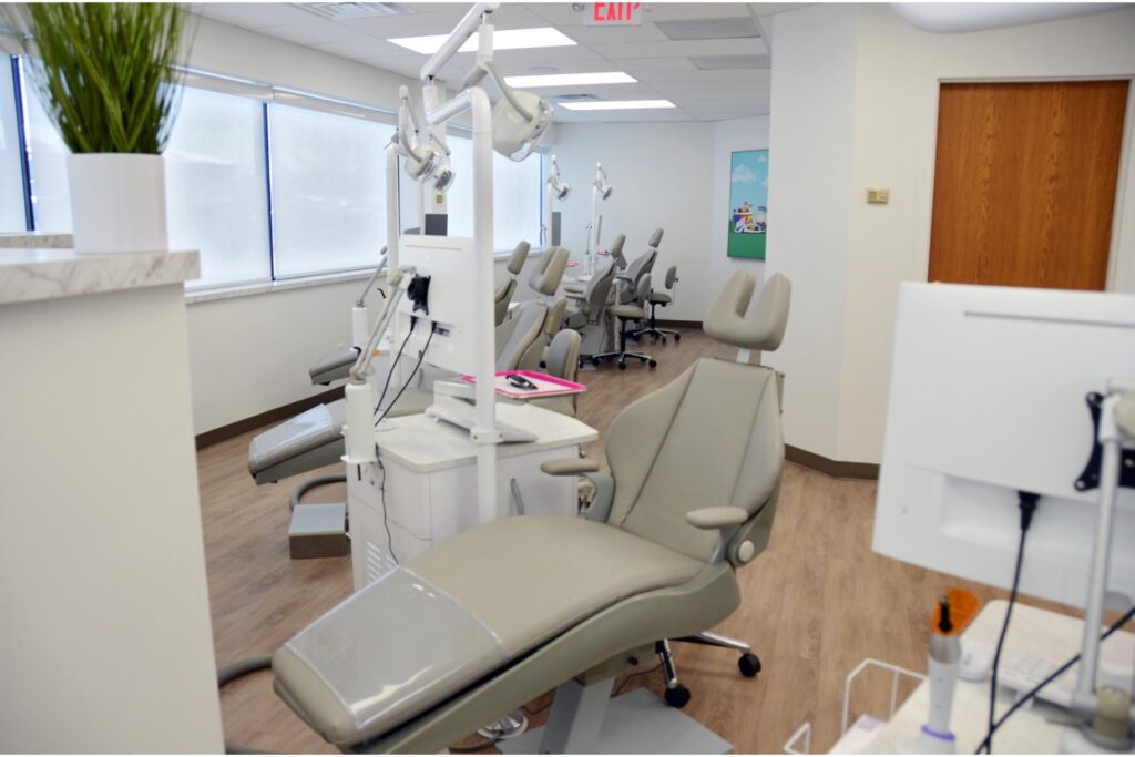 Row of exam chairs in the Creve Coeur office interior